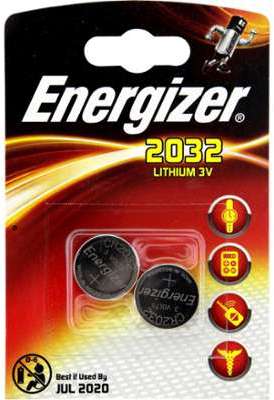 Piles CR 2032 lithium 3V Energizer - les 2 piles Piles CR 2032 lithium 3V Energizer