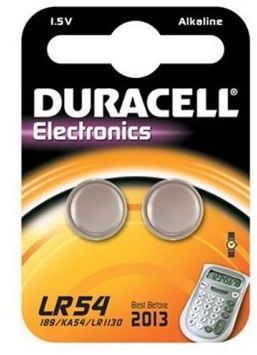 2 piles bouton LR54 Duracell Pile AG10 alcaline 1.