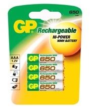 Piles rechargeables AAA NiMH - 650 mAh - par 4 - G