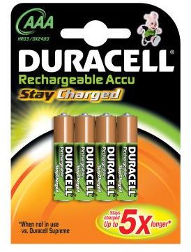 Piles rechargeables AAA 800 Duracell Stay Charged