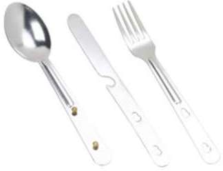 Set de 3 couverts de camping en acier inoxydable Set de 3 couverts de camping