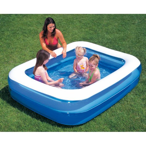 Piscine Enfant Gonflable Rectangulaire Bleue et Blanche Piscine Enfant Gonflable Rectangulaire