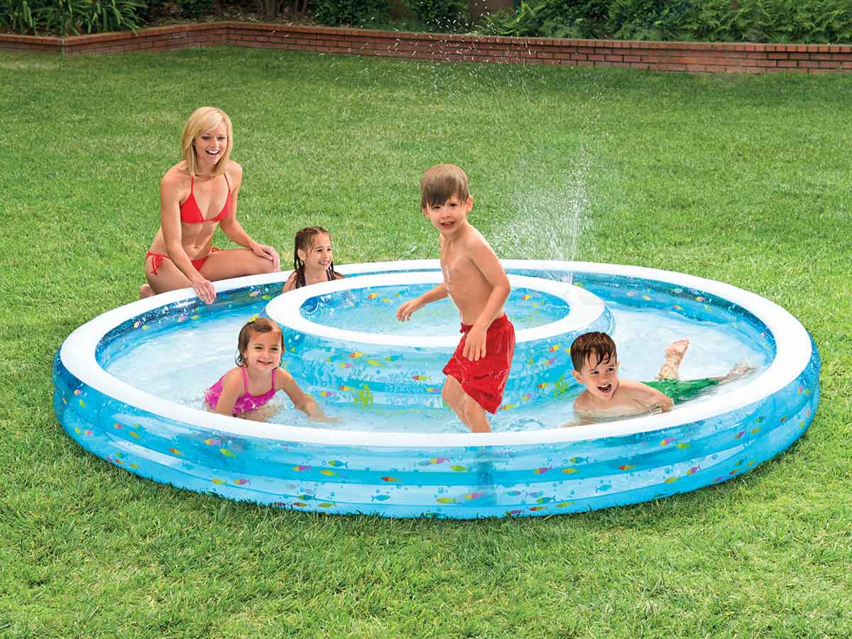 Piscine gonflable double avec fontaine
