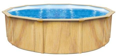 Piscine acier ronde aspect bois Punta cana - Ø 5.5
