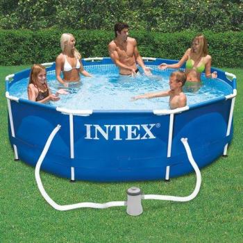 Piscine tubulaire ronde + filtre D350x76cm METAL F