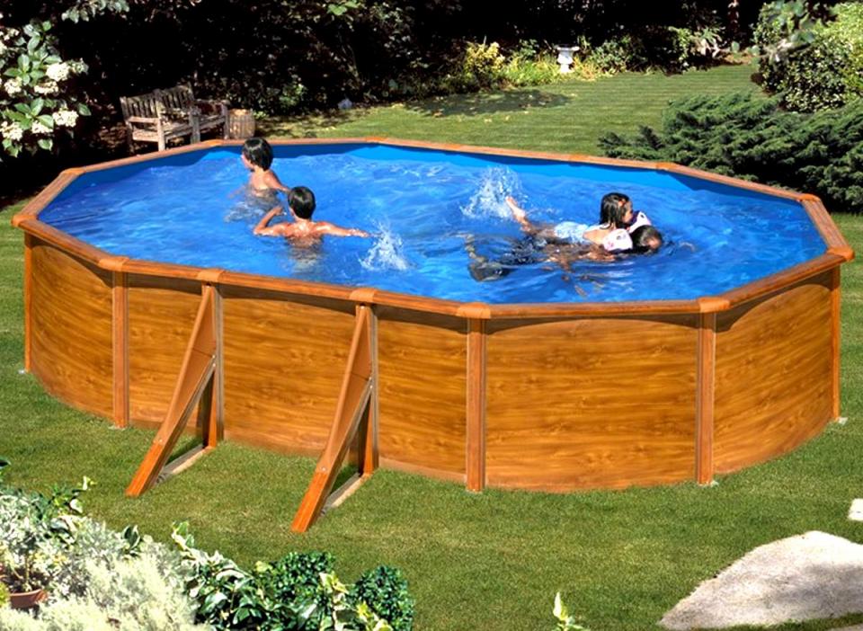 Piscine acier aspect bois Sicilia ovale 5,00 x 3,5