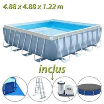 Piscine tubulaire carrée Prism Frame Intex 4.88 x