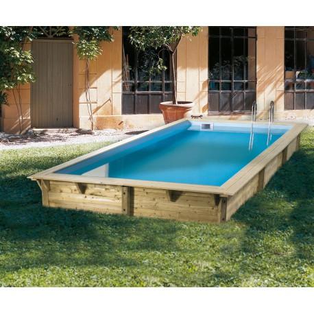 Piscine bois rectangulaire 350x505cm AZURA toute Ã