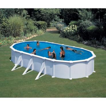 Piscine hors sol acier ovale blanc 730x375x132 ave