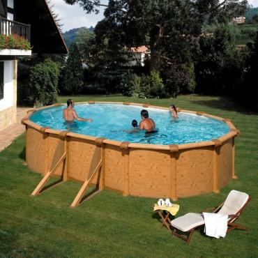 Piscine hors sol acier aspect bois 610x375x120 ave