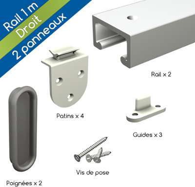 Système coulissant pour 2 portes de placard - rail
