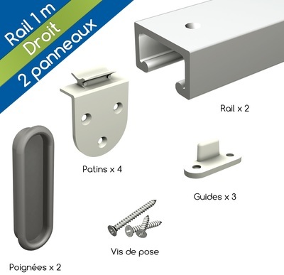 Système coulissant pour 2 portes de placard - rail