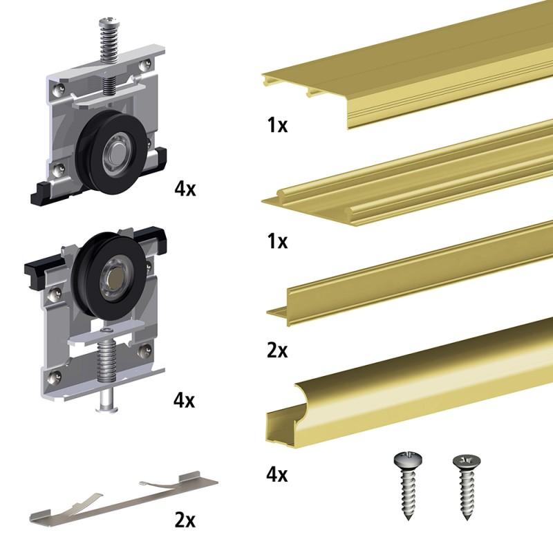 Kit SLIDUP 210 aluminium anodisé or pour 2 portes