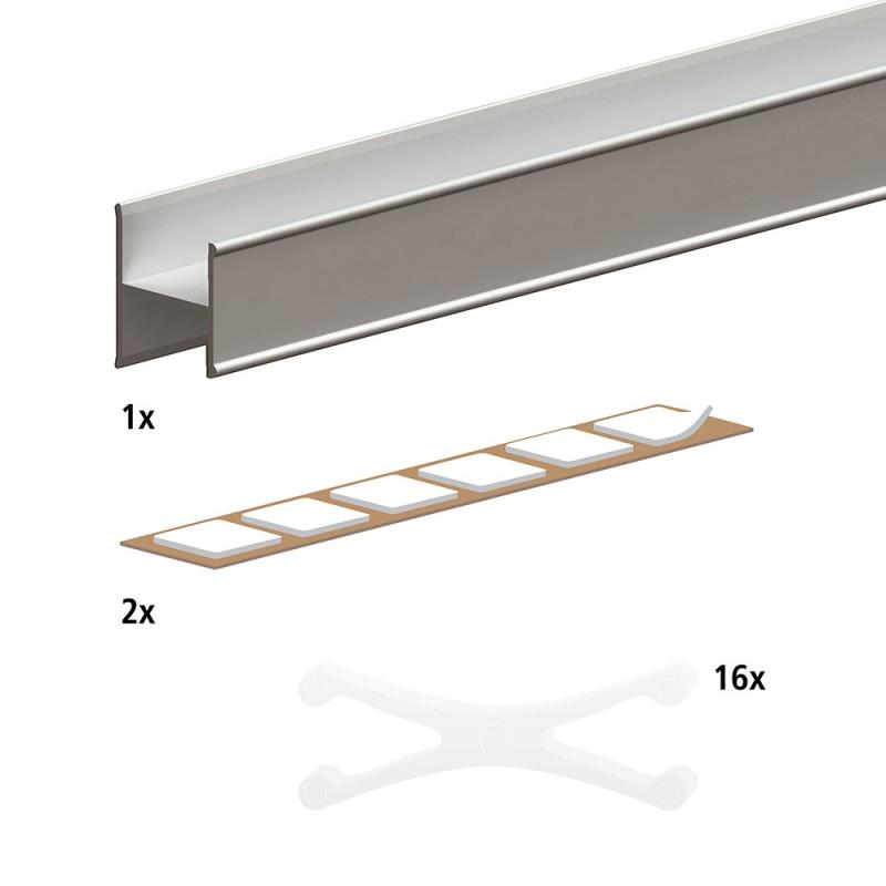Kit profil en H pour porte 19 mm - L 1800 mm - arg