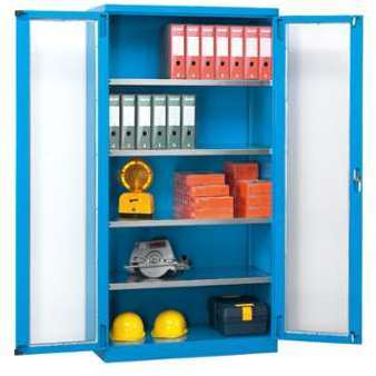 Armoire portes vitrées professionnelle bleu avec 4 Armoire portes vitrées professionnelle
