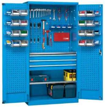 Armoire fond panneaux perforés coloris bleu Armoire fond panneaux perforés