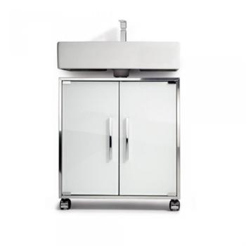 WTU 1 - Sous-lavabo - chrome blanc Avec portes vitrées WTU 1 - Sous-lavabo - chrome