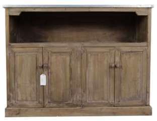 MEUBLE BAS RANGEMENT BOIS PLATEAU ZINC 119x47x90cm MEUBLE BAS RANGEMENT BOIS
