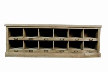 MEUBLE BAS RANGEMENT BOIS 12 RANGEMENTS 154 5x32x53cm MEUBLE BAS RANGEMENT BOIS