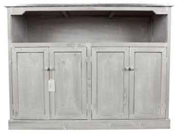 MEUBLE BAS RANGEMENT BOIS CERUSE BLANC PLATEAU ZINC MEUBLE BAS RANGEMENT BOIS