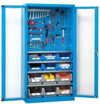 Armoire atelier à portes vitrées avec fond perforé Armoire atelier à portes vitrées