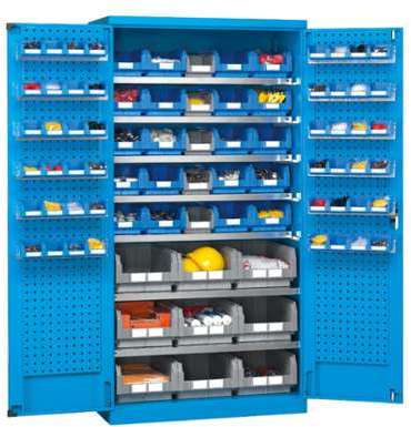 Armoire avec panneaux perforés bleue Armoire avec panneaux perforés