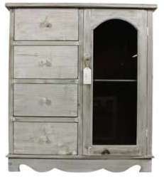 MEUBLE BAS RANGEMENT BOIS CERUSE BLANC 4 TIROIRS 80x40x90cm MEUBLE BAS RANGEMENT BOIS