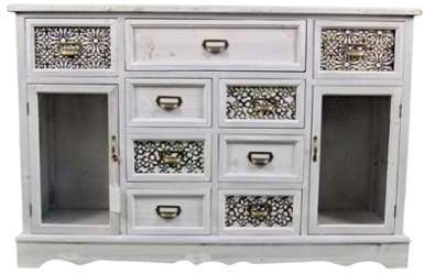 MEUBLE BAS RANGEMENT BOIS 9 TIROIRS 124 5x34x82cm MEUBLE BAS RANGEMENT BOIS