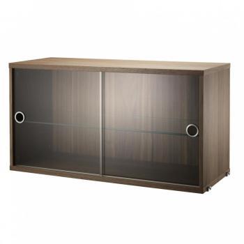 String - Vitrine avec portes coulissantes - noyer/