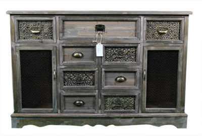 MEUBLE BAS RANGEMENT BOIS CERUSE BLANC 9 TIROIRS 124 MEUBLE BAS RANGEMENT BOIS