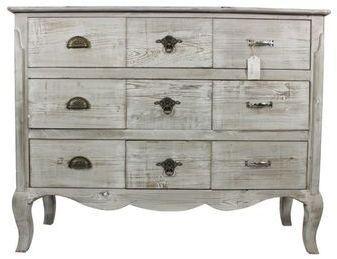 MEUBLE BAS RANGEMENT BOIS CERUSE BLANC 9 TIROIRS 121x40x94cm MEUBLE BAS RANGEMENT BOIS