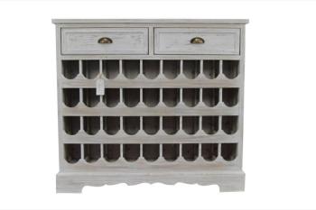 MEUBLE RANGEMENT VINS BOIS 2 TIROIRS CERUSE BLANC 108 MEUBLE RANGEMENT VINS BOIS