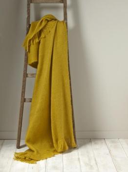 Plaid aspect mohair jaune