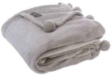 Plaid Pompons Gris clair