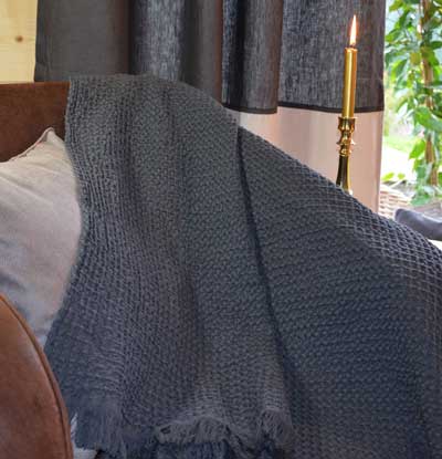 Plaid gris aspect nid dabeille 130x170cm GLACIER