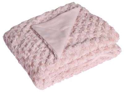 Plaid en Fausse Fourrure Uni à Reliefs Petite Rose