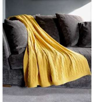 Plaid Hamptons Jaune Laine Torsadé Plaid Hamptons Jaune Laine