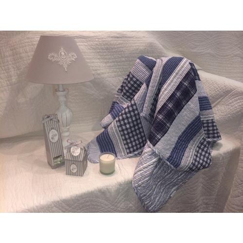 Salomé Prestige Plaid Boutis Teddy Bleu