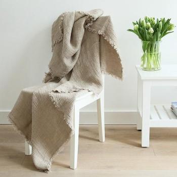 Plaid 100% lin Nid dabeilles Natural
