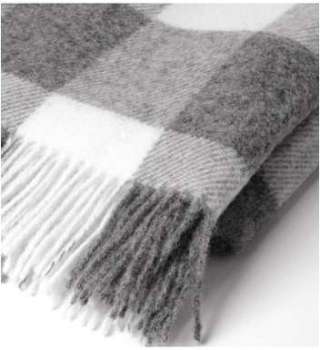 Plaid Naturel Pure Laine Carreaux Gris Plaid Naturel Pure Laine Carreaux