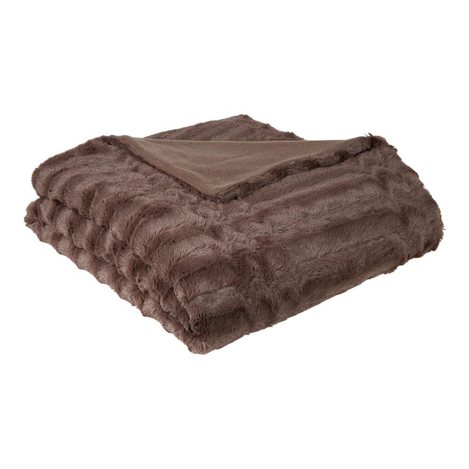 Plaid fausse fourrure Grizzly Taupe 150 x 180 cm