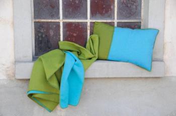 Plaid 140 x 200 cm double face vert / turquoise +