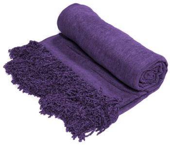 Plaid à franges en viscose violet 130x150cm BANGAL