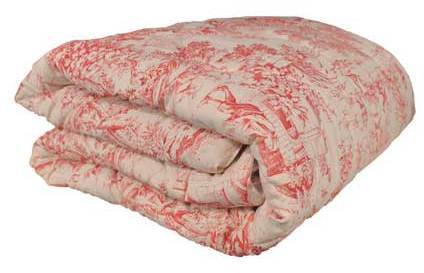 Couvre-lit en toile de Jouy rouge 240x260cm