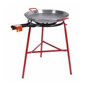 Set à paella en acier avec brûleur à gaz sur trépi