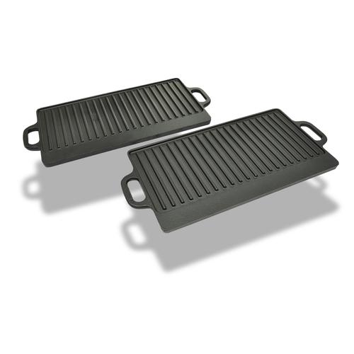 VidaXL Lot de 2 planchas en fonte réversibles XL
