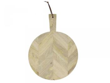 Planche à découper rond en bois de manguier avec c