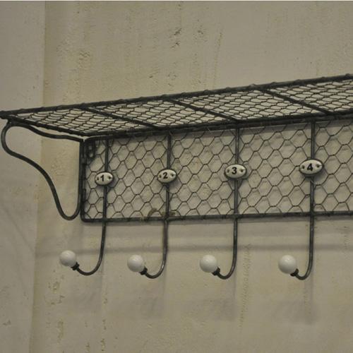 Etagère grillagée 5 crochets boules céramique Cheh