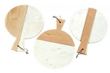 Set de 3 Planches à Découper Rondes en Marbre Blan