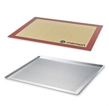 Lot Plaque à pâtisserie perforée 40 cm et tapis de